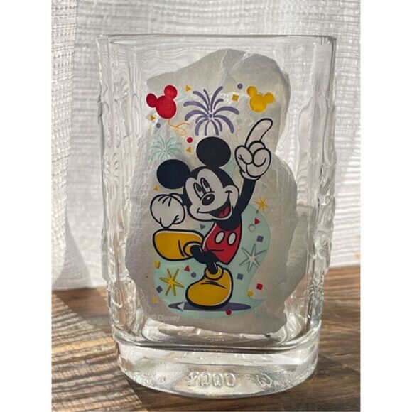 VTG 2000 Walt Disney World Studios Magic Kingdom McDonald’s Glass Cup‎ Clear 5" - Picture 1 of 6